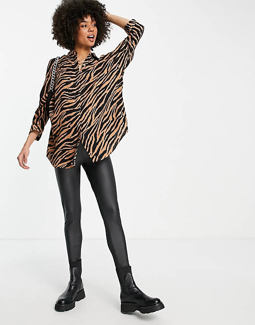 Tops Shirts & Blouses/Topshop Maternity tiger print oversized shirt 