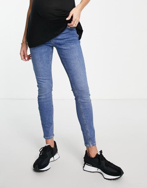 Topshop Maternity overbump Jamie jeans in mid blue