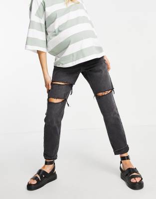 black distressed maternity jeans