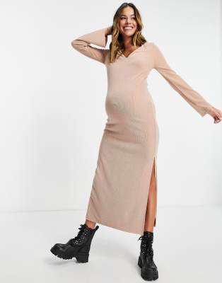 camel maternity dress