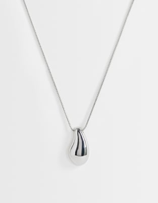 Topshop Matilda Teardrop Pendant Necklace In Silver