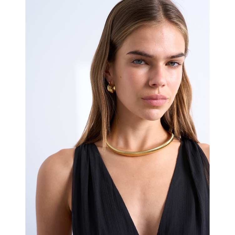Topshop Matty waterproof stainless steel necklace in gold | ASOS