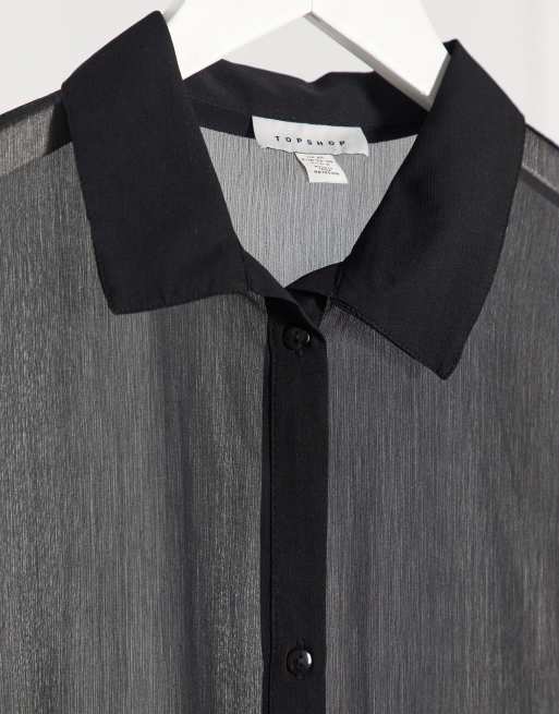 Topshop maxi beach shirt in black, 4 of 4