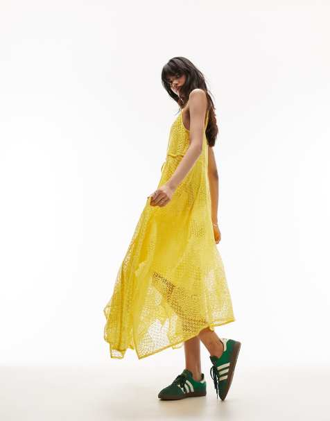 Yellow midi dress ⊶ Summer dresses ᑕ❶ᑐ AROGANS