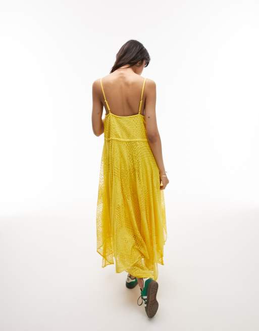 Topshop yellow shop midi dress