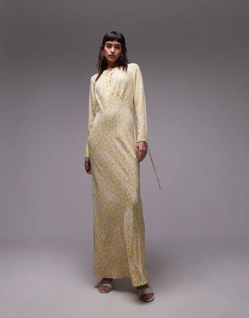 Zara yellow floral outlet maxi dress