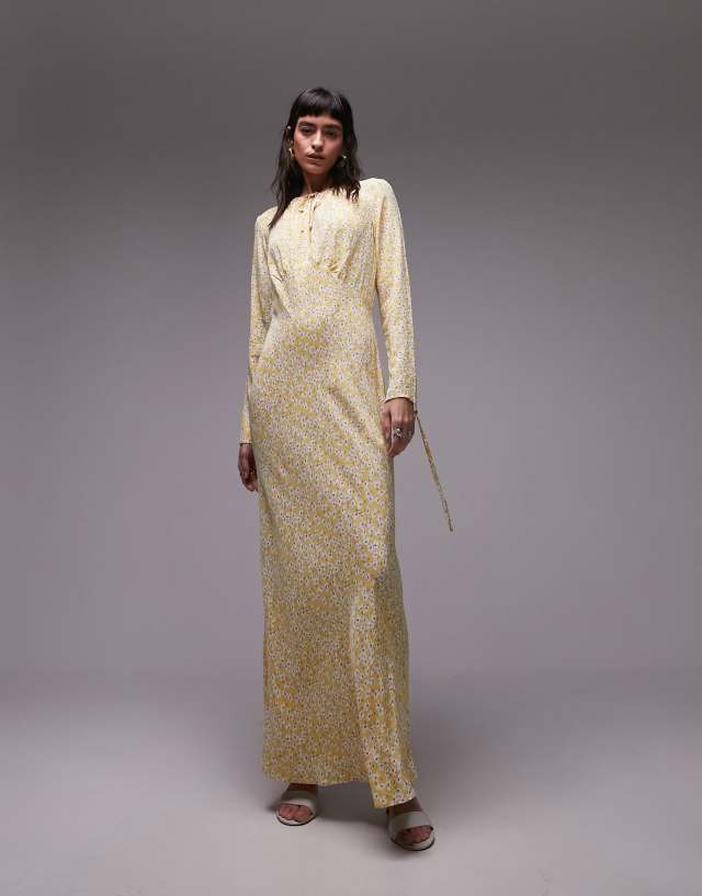 Topshop - maxi dress in yellow floral print