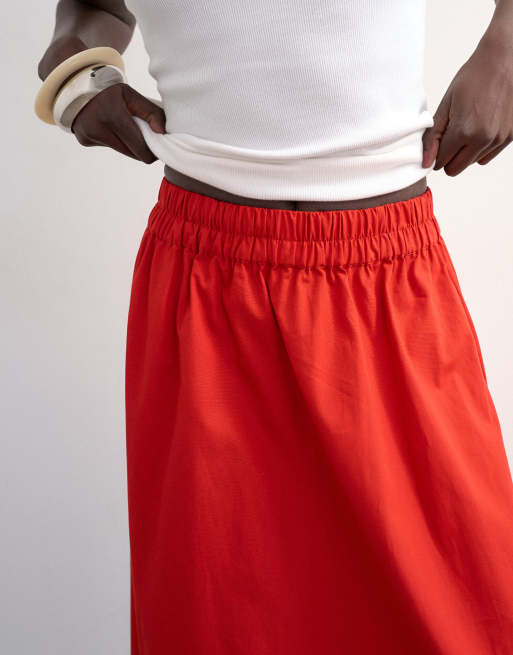 Topshop maxi full circle colour block skirt in orange, 4 of 5