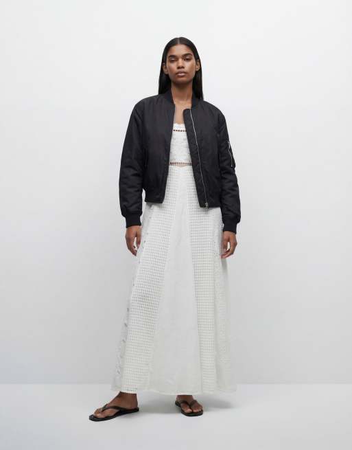 Topshop - Maxi jurk met opengewerkte broderie en A-lijn in wit, 9 van 11