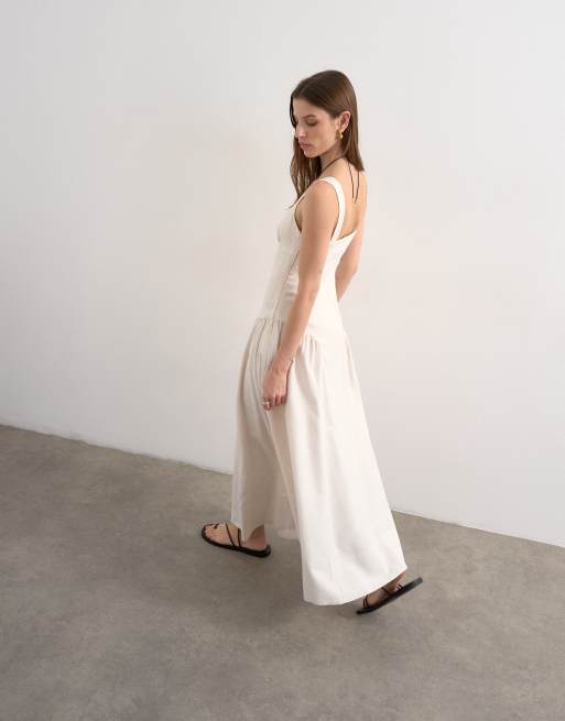 Topshop - Maxi jurk met verlaagde taille en natuurlijke linnen, 4 van 4