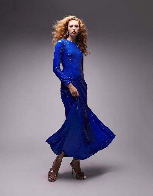 Blue sequin outlet dress asos