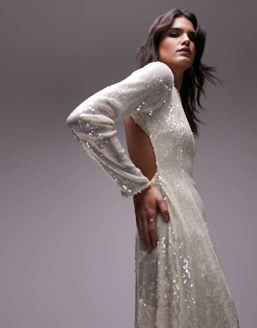 White and sale silver sequin dress