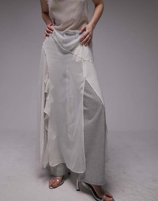topshop ivory chiffon ruffle maxi dress Topshop - Chiffon Maxi Dress - Women - Polyester - 12 US