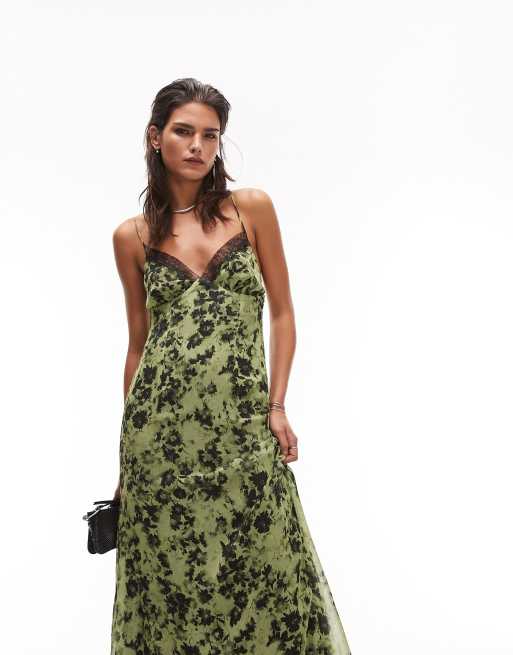 Topshop green 2025 maxi dress