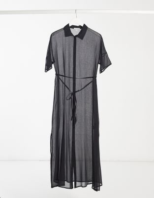 Topshop - Maxi-strandskjorte i sort