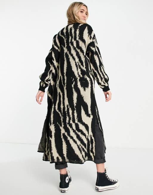 Topshop – Maxi-Strickjacke mit buntem Zebramuster, 2 von 4