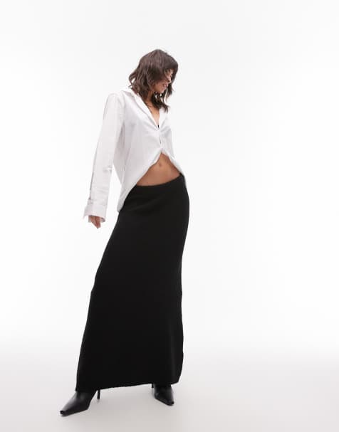 Topshop – Maxi-Strickrock aus Wollmix in Schwarz - view 1