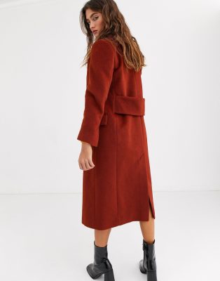 topshop maxi tailored coat in red