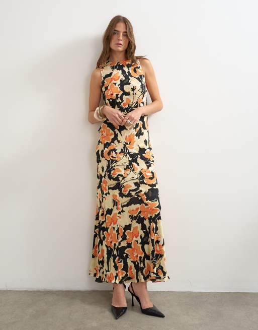 Topshop maxikjole med racernakke i vintage blomsterjacquard, 1 af 4