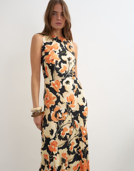Topshop maxikjole med racernakke i vintage blomsterjacquard, 2 af 4