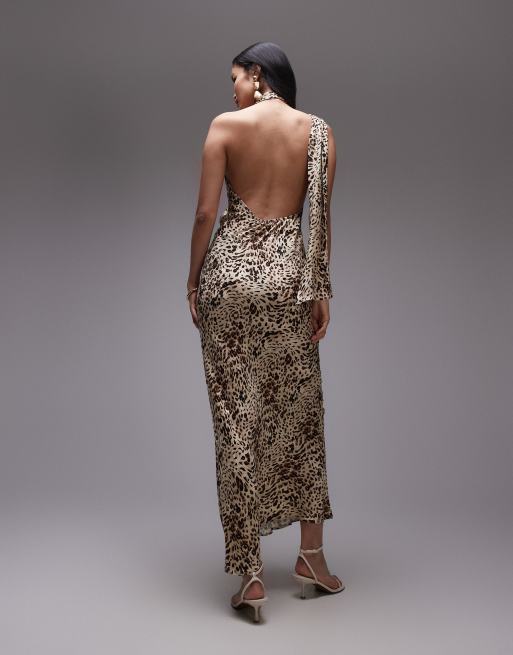 Topshop– Maxikleid mit abstraktem Animalprint und gebundenem Neckholder, 2 von 4