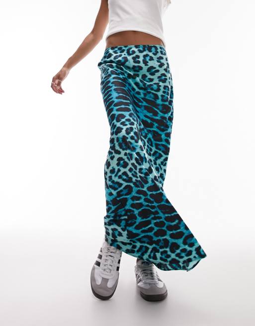 Topshop - Maxinederdel i turkis dyreprint 