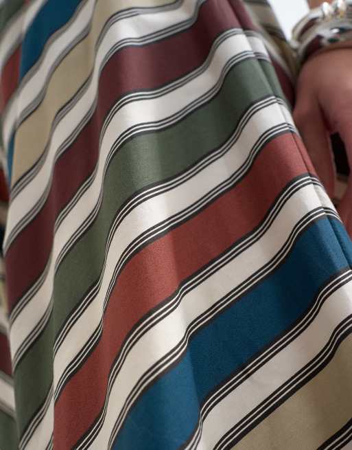 Topshop - Maxinederdel med elastisk talje og cirkelsnit samt multifarvede striber, 5 af 5