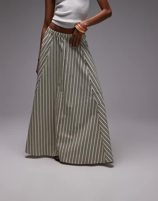 Topshop – Maxirock in Buttermilchgelb mit zusammengesetztem Streifenmuster, 2 von 5