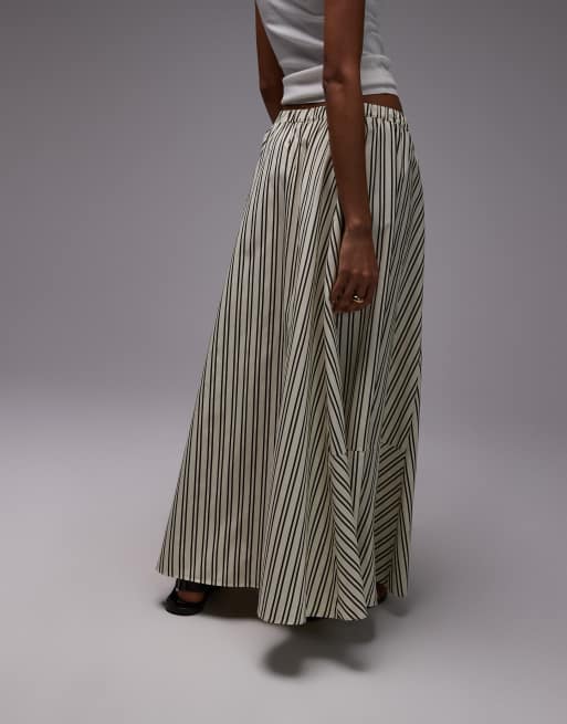 Topshop – Maxirock in Buttermilchgelb mit zusammengesetztem Streifenmuster, 3 von 5