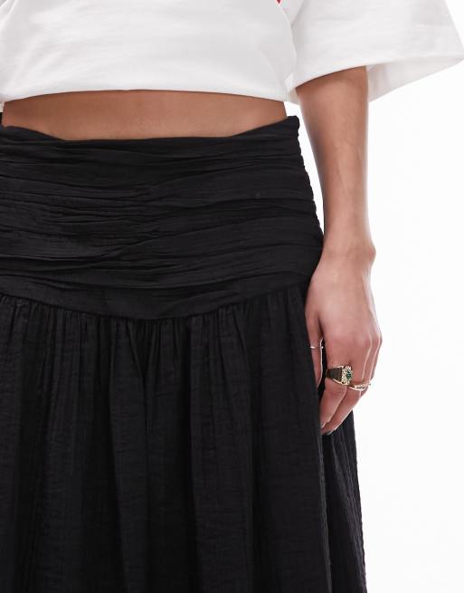 Topshop – Maxirock in Schwarz mit gerafftem Bund und weitem Saum, 5 von 5