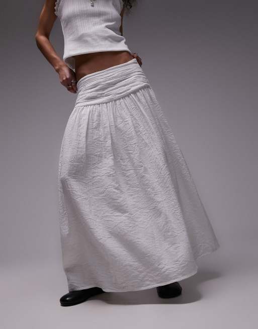 Topshop – Maxirock in Weiß mit gerafftem Bund und weitem Saum, 4 von 5