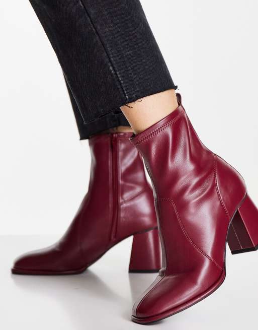 Topshop red patent store boots