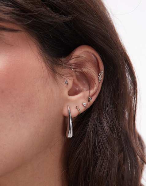 Topshop - Maya - Orecchini a goccia tonalità argento in acciaio inossidabile resistente all'acqua - view 1