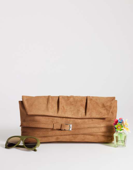 Topshop - Meadow - Gyldenbrun stor clutch-taske med strop, 2 af 4