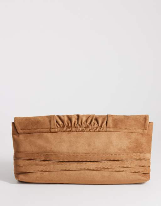 Topshop - Meadow - Gyldenbrun stor clutch-taske med strop, 4 af 4