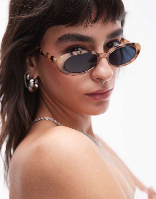 Topshop - Meadow - Ovale zonnebril in melkachtig tortoise