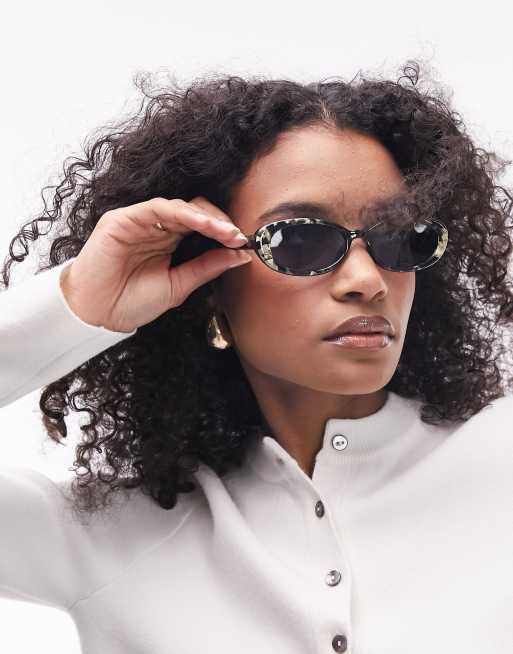 Topshop - Meadow - Ovale zonnebril in tortoise