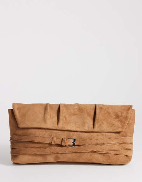 Topshop - Meadow - Oversized clutch met bandjes in lichtbruin - view 1