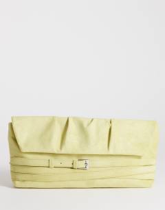 Meadow oversized strap clutch in chartreuse