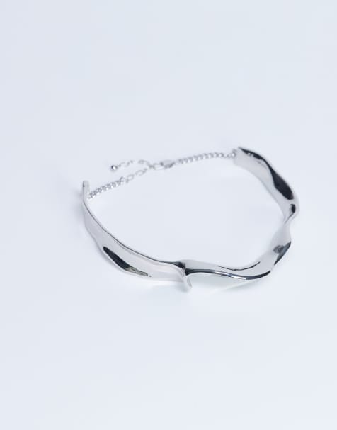Topshop Megan statement necklace in silver - view 1