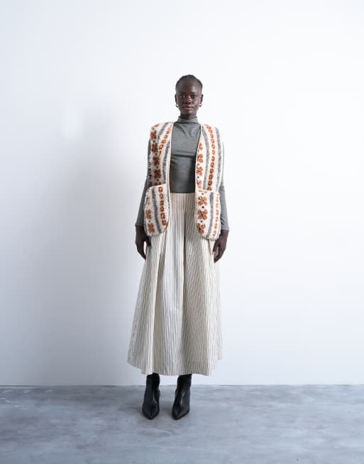 Topshop – Mehrfarbige Weste aus Teddyfell mit abstraktem Print, 2 von 4