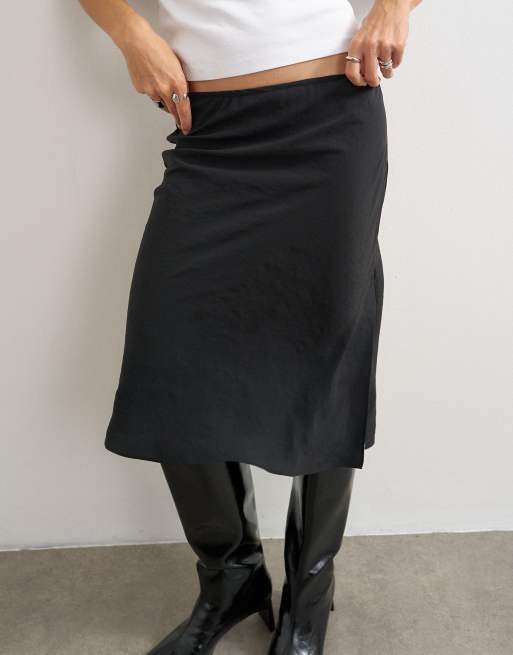 Topshop melfi 90s length skirt in black, 3 of 5