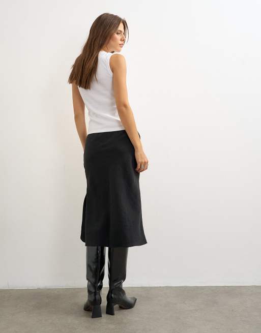 Topshop melfi 90s length skirt in black, 5 of 5