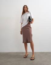 Topshop melfi 90s length skirt in chocolate