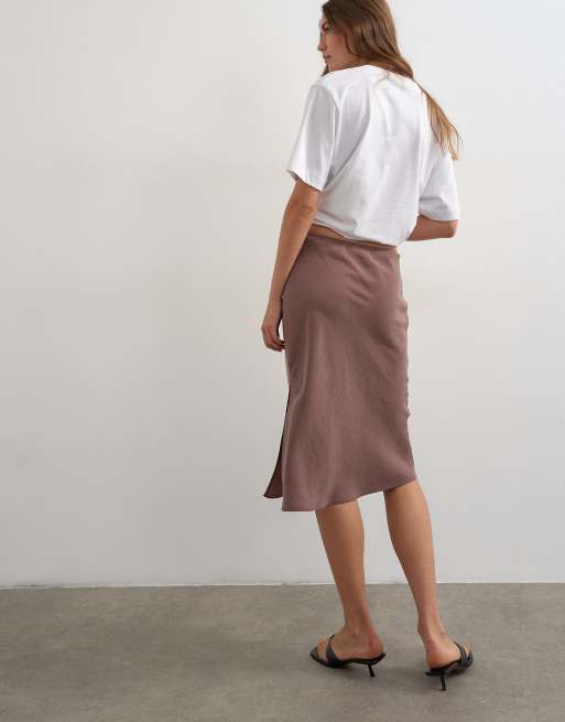 Topshop – Melfi – Czekoladowa spódnica w stylu lat 90., 3 z 5