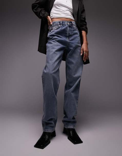 Topshop – Mellanblå dad jeans med medelhög midja - view 1