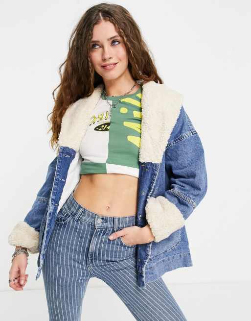 Topshop – Mellanblå jacka i teddy , 3 av 4