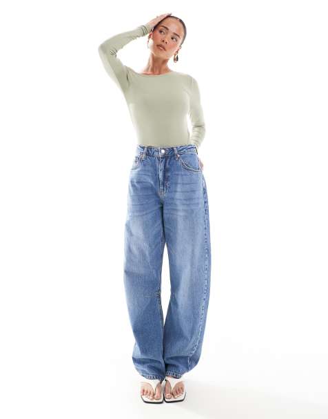 Topshop - Mellemblå jeans med mellemhøj talje og barrelben - view 1