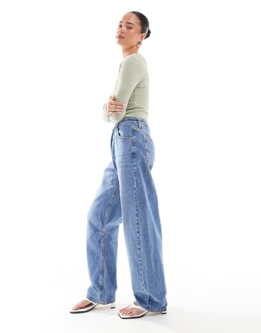 Topshop - Mellemblå jeans med mellemhøj talje og barrelben, 3 af 7