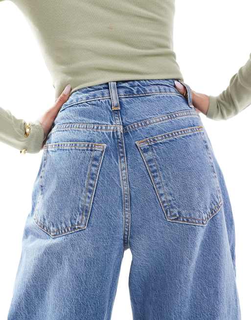 Topshop - Mellemblå jeans med mellemhøj talje og barrelben, 4 af 7